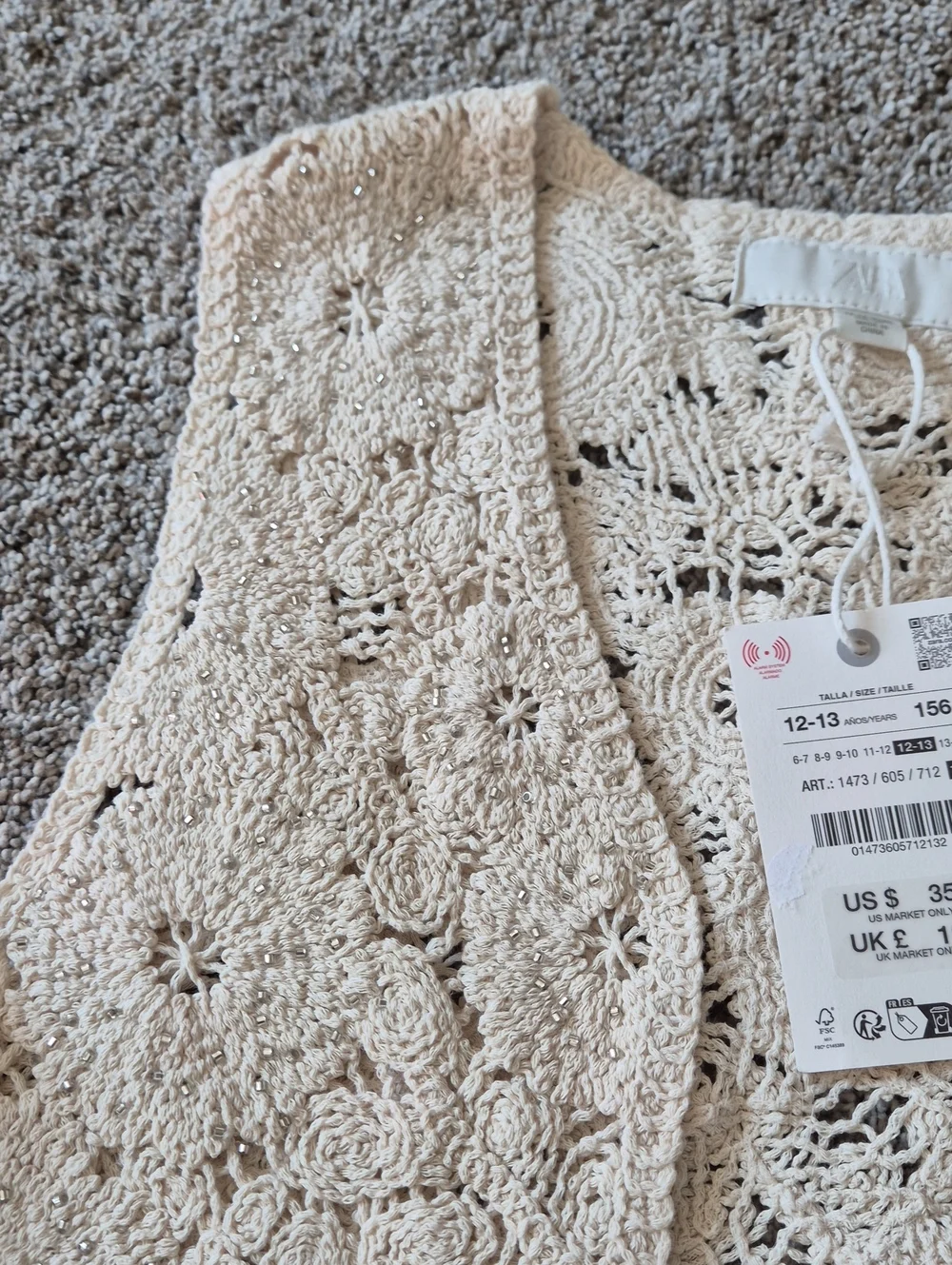 Crochet Floral Lace Sleeveless Vest - Cream